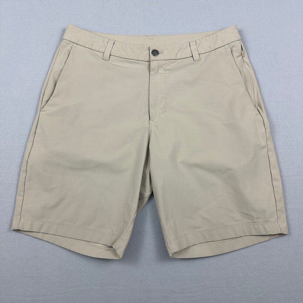 Lululemon Shorts Men 33 Beige Commission Classic Fit Oxford Chino Athleisure *